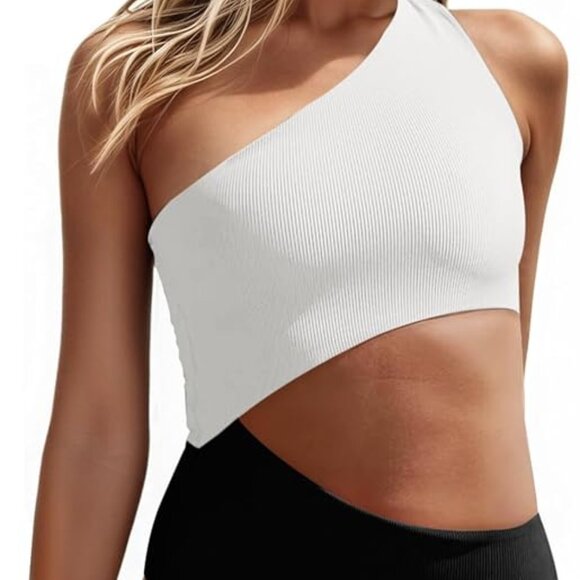 Women's One Piece Ribbed Swimsuit One Shoulder Cutout Swimwear Sexy Bathing Suit - Picture 3 of 4